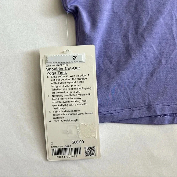 Lululemon Shoulder Cut-Out Yoga Tank Top Silky Softness Dark Lavender - Picture 6 of 8